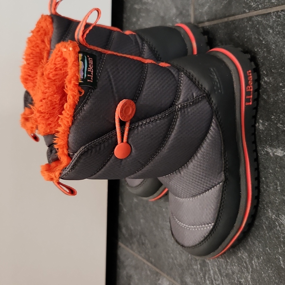 L.L.Bean Kids Gray and Orange Fleece-Lined Winter Boots